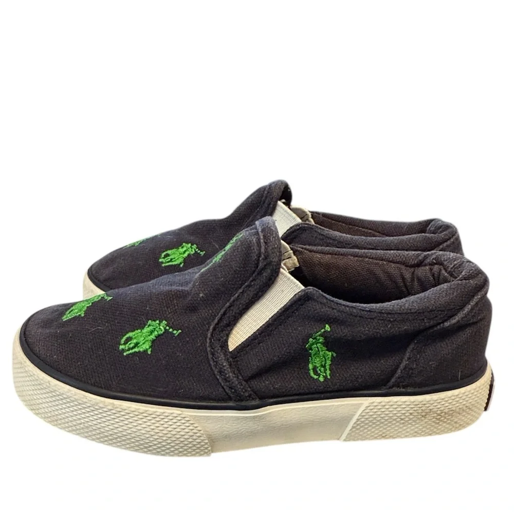 Ralph Lauren‎ Blue with Green Polo Horse Slip on Toddler Size 7.5